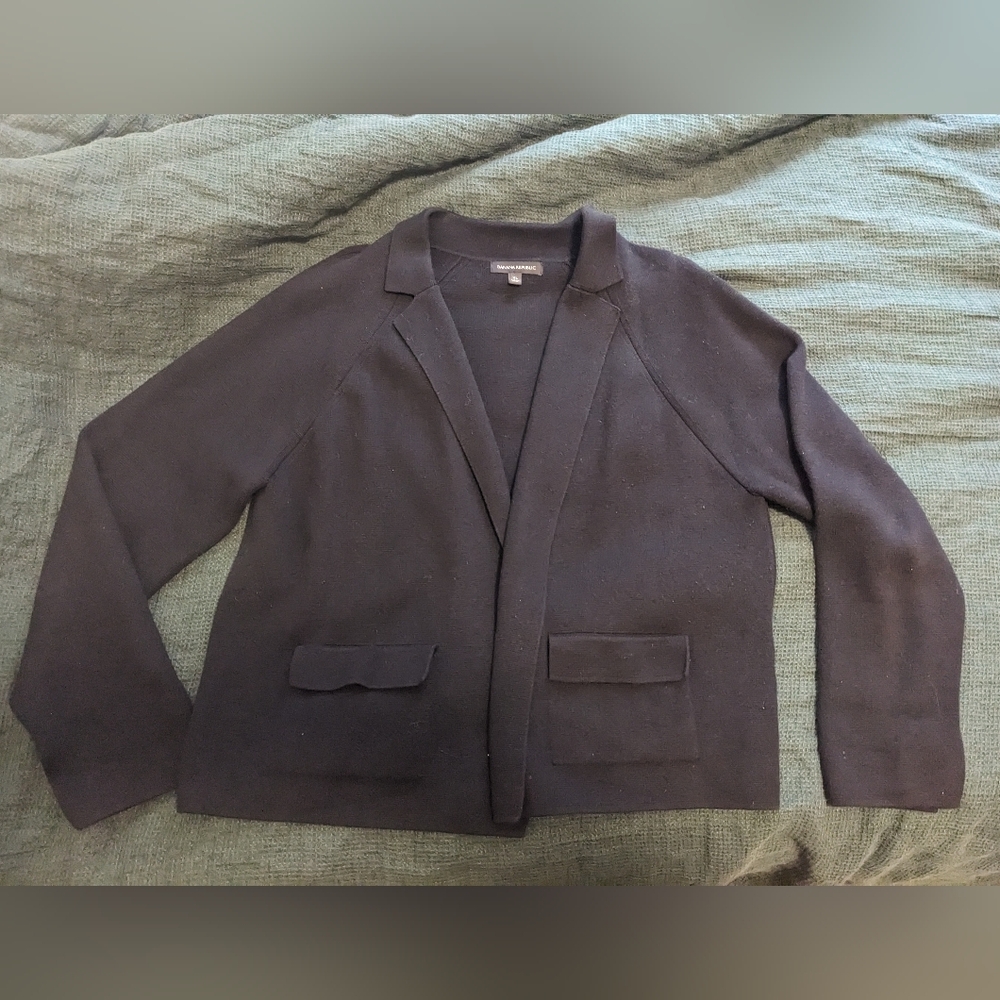 Banana Republic Black Knit Open Sweater Blazer XL pockets